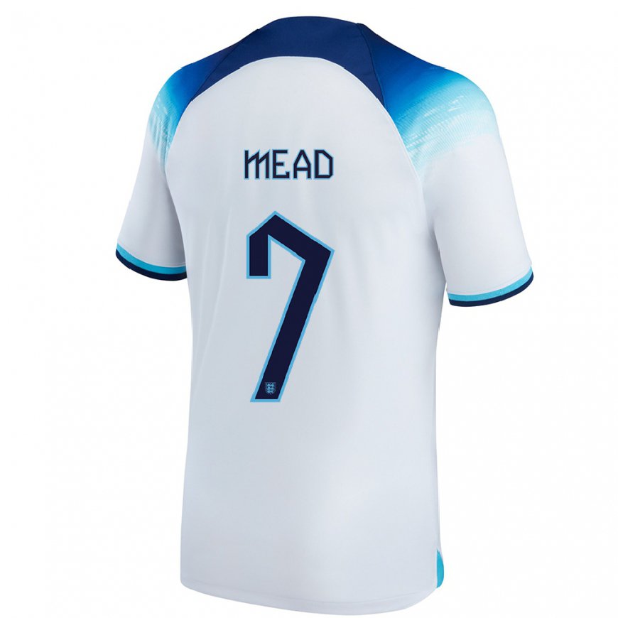 Kandiny Niño Camiseta Inglaterra Beth Mead #7 Blanco Azul 1ª Equipación 22-24 La Camisa Chile