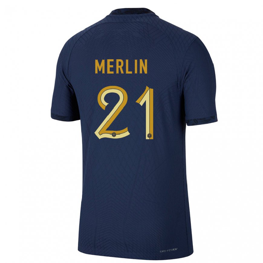 Kandiny Niño Camiseta Francia Quentin Merlin #21 Azul Marino 1ª Equipación 22-24 La Camisa Chile