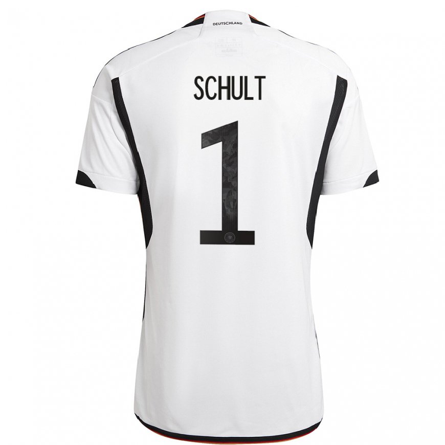 Kandiny Niño Camiseta Alemania Almuth Schult #1 Blanco Negro 1ª Equipación 22-24 La Camisa Chile