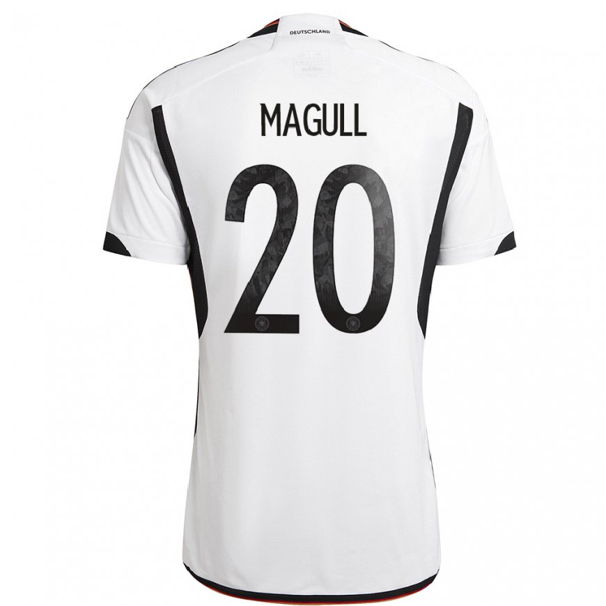 Kandiny Niño Camiseta Alemania Lina Magull #20 Blanco Negro 1ª Equipación 22-24 La Camisa Chile