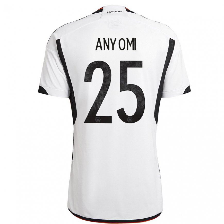 Kandiny Niño Camiseta Alemania Nicole Anyomi #25 Blanco Negro 1ª Equipación 22-24 La Camisa Chile