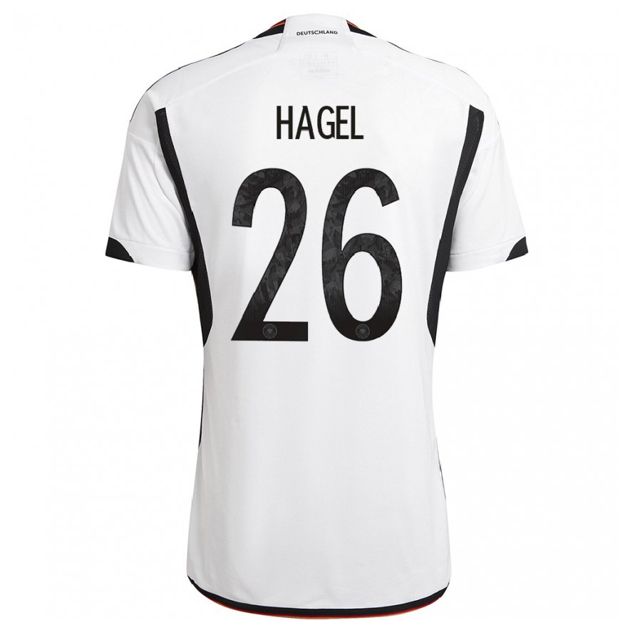 Kandiny Niño Camiseta Alemania Chantal Hagel #26 Blanco Negro 1ª Equipación 22-24 La Camisa Chile