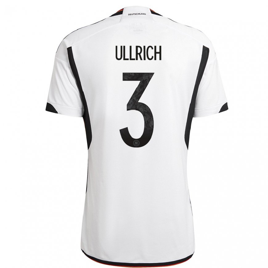 Kandiny Niño Camiseta Alemania Lukas Ullrich #3 Blanco Negro 1ª Equipación 22-24 La Camisa Chile