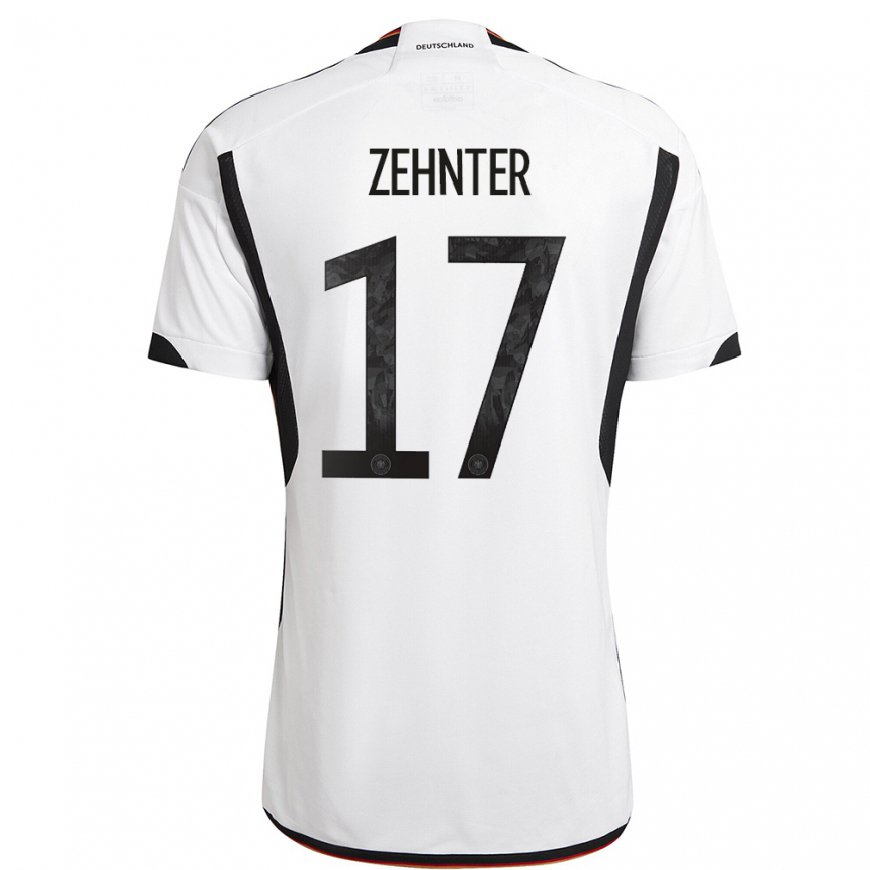 Kandiny Niño Camiseta Alemania Aaron Zehnter #17 Blanco Negro 1ª Equipación 22-24 La Camisa Chile
