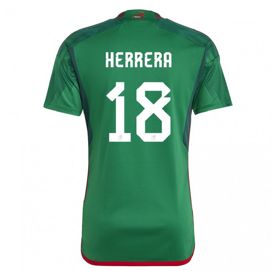 Kandiny Niño Camiseta México Ozziel Herrera #18 Verde 1ª Equipación 22-24 La Camisa Chile