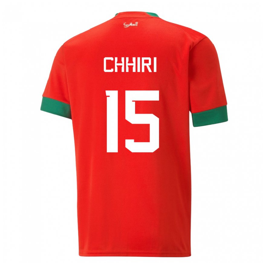 Kandiny Niño Camiseta Marruecos Ghizlane Chhiri #15 Rojo 1ª Equipación 22-24 La Camisa Chile