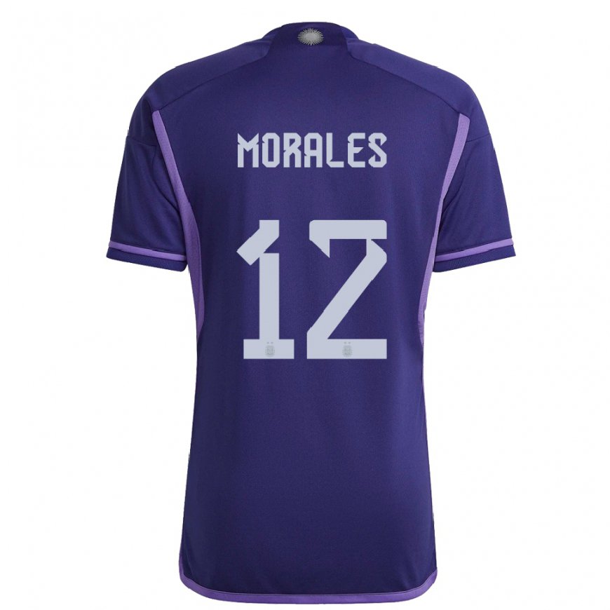 Kandiny Niño Camiseta Argentina Lautaro Morales #12 Morado 2ª Equipación 22-24 La Camisa Chile