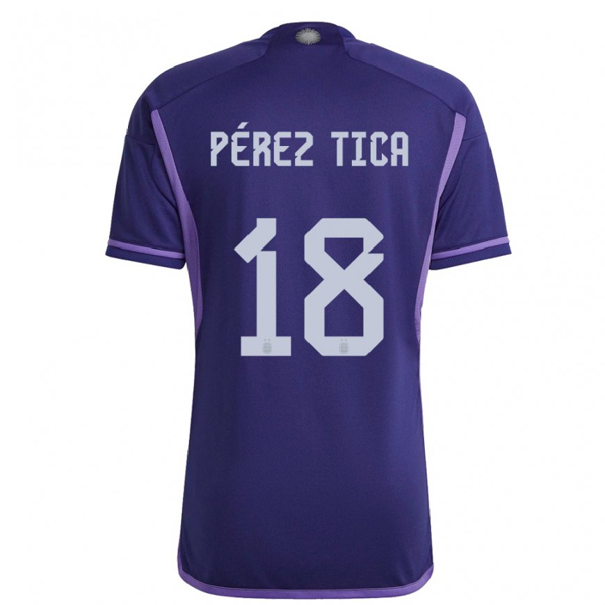 Kandiny Niño Camiseta Argentina Jeremias Perez Tica #18 Morado 2ª Equipación 22-24 La Camisa Chile