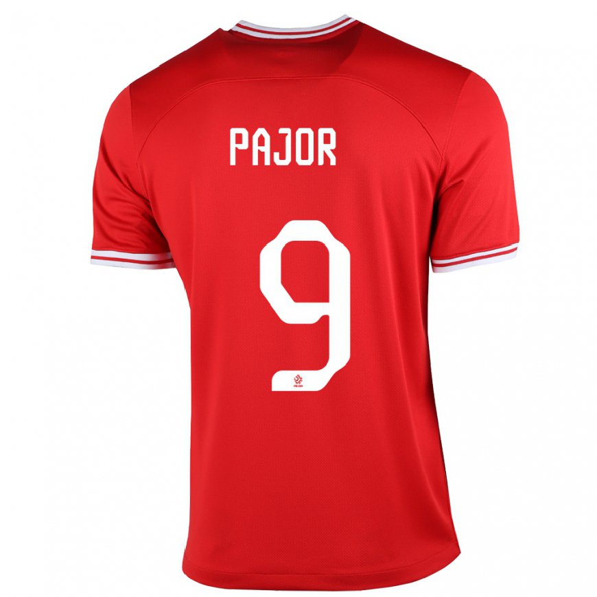 Kandiny Niño Camiseta Polonia Ewa Pajor #9 Rojo 2ª Equipación 22-24 La Camisa Chile