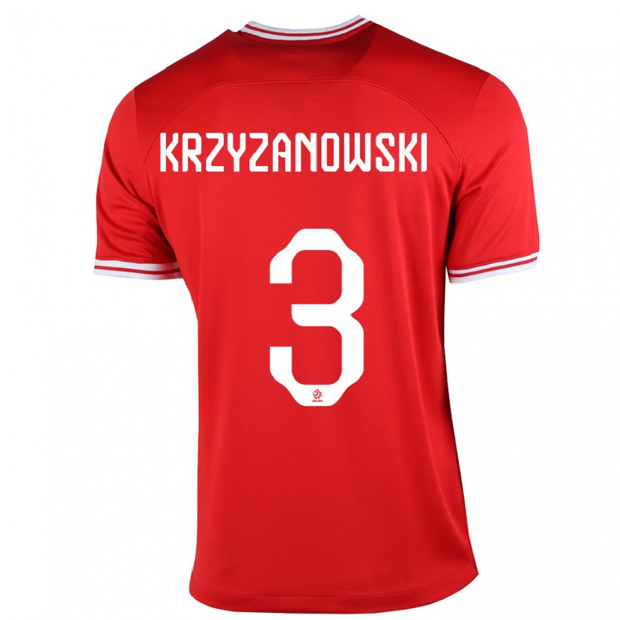 Kandiny Niño Camiseta Polonia Jakub Krzyzanowski #3 Rojo 2ª Equipación 22-24 La Camisa Chile