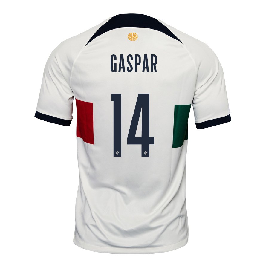 Kandiny Niño Camiseta Portugal Guilherme Gaspar #14 Blanco 2ª Equipación 22-24 La Camisa Chile