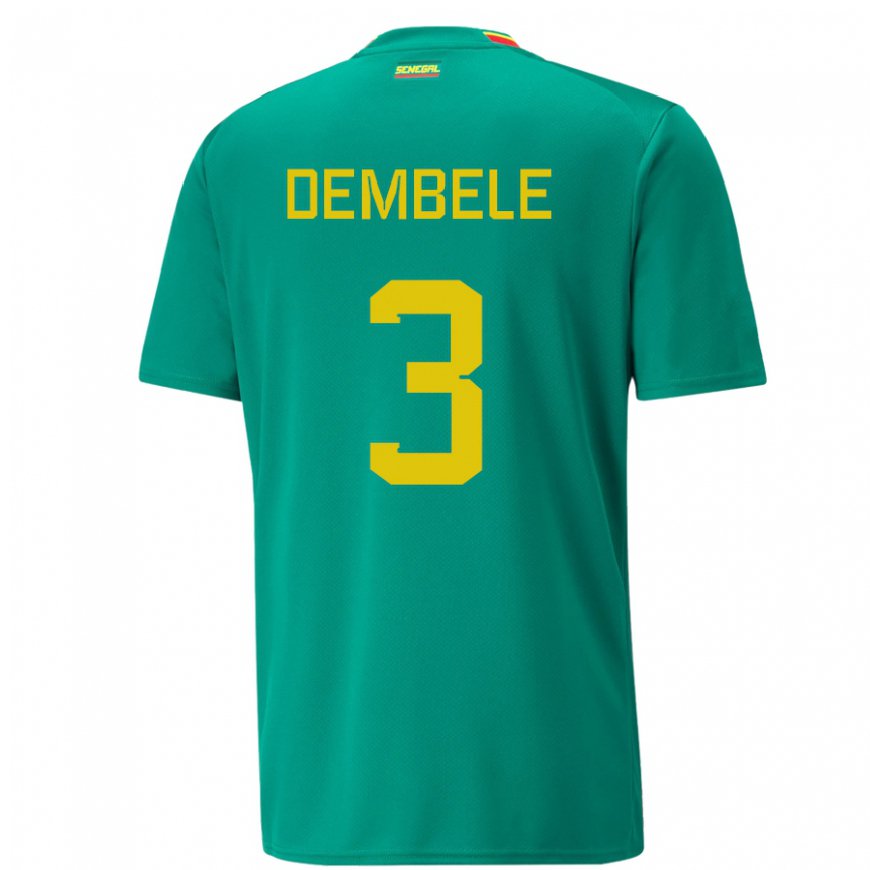 Kandiny Niño Camiseta Senegal Anta Dembele #3 Verde 2ª Equipación 22-24 La Camisa Chile