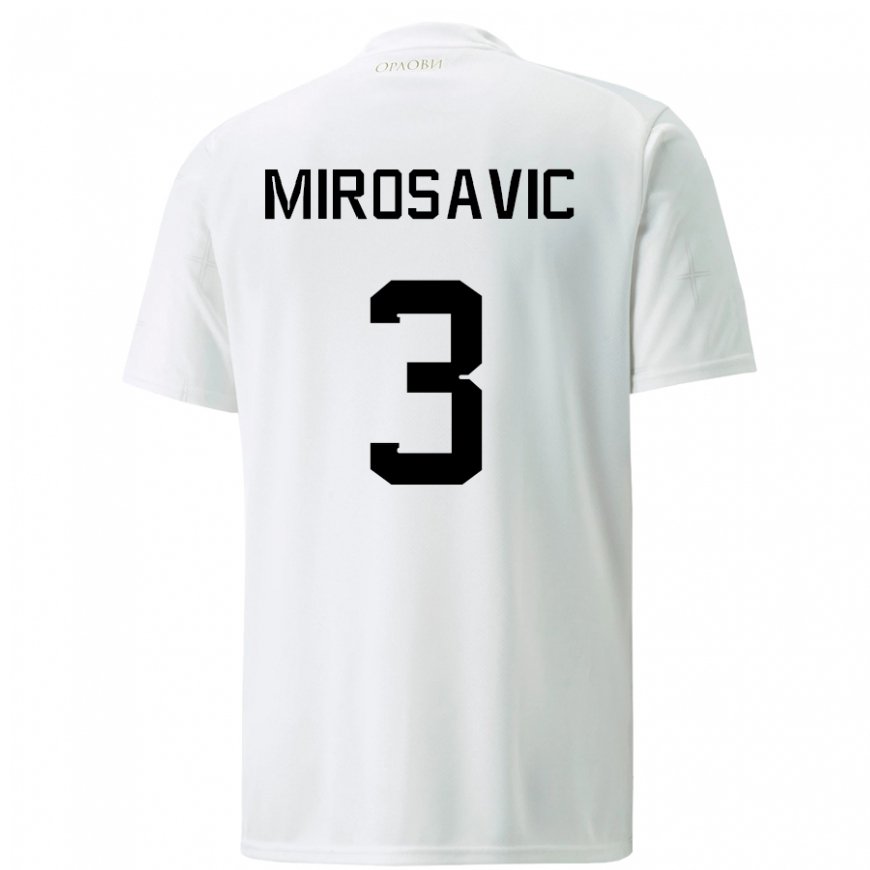 Kandiny Niño Camiseta Serbia Veljko Mirosavic #3 Blanco 2ª Equipación 22-24 La Camisa Chile