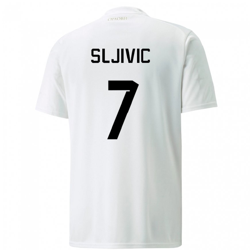 Kandiny Niño Camiseta Serbia Jovan Sljivic #7 Blanco 2ª Equipación 22-24 La Camisa Chile