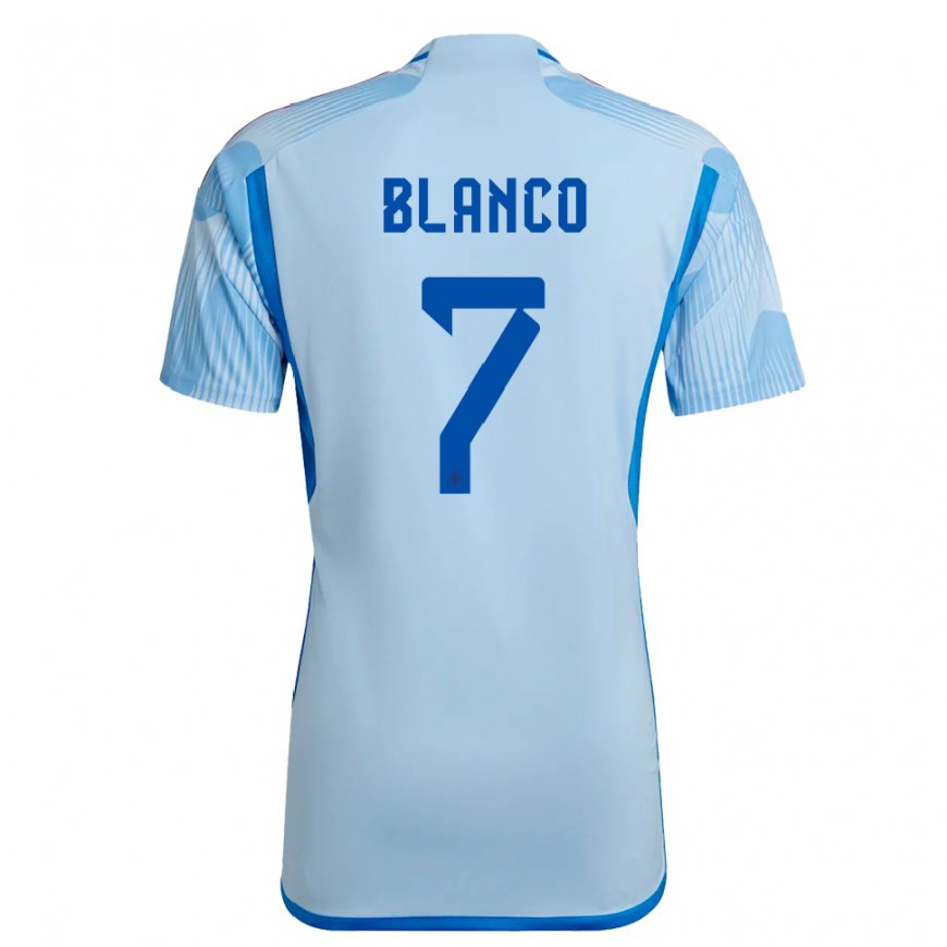 Kandiny Niño Camiseta España Fabio Blanco #7 Cielo Azul 2ª Equipación 22-24 La Camisa Chile