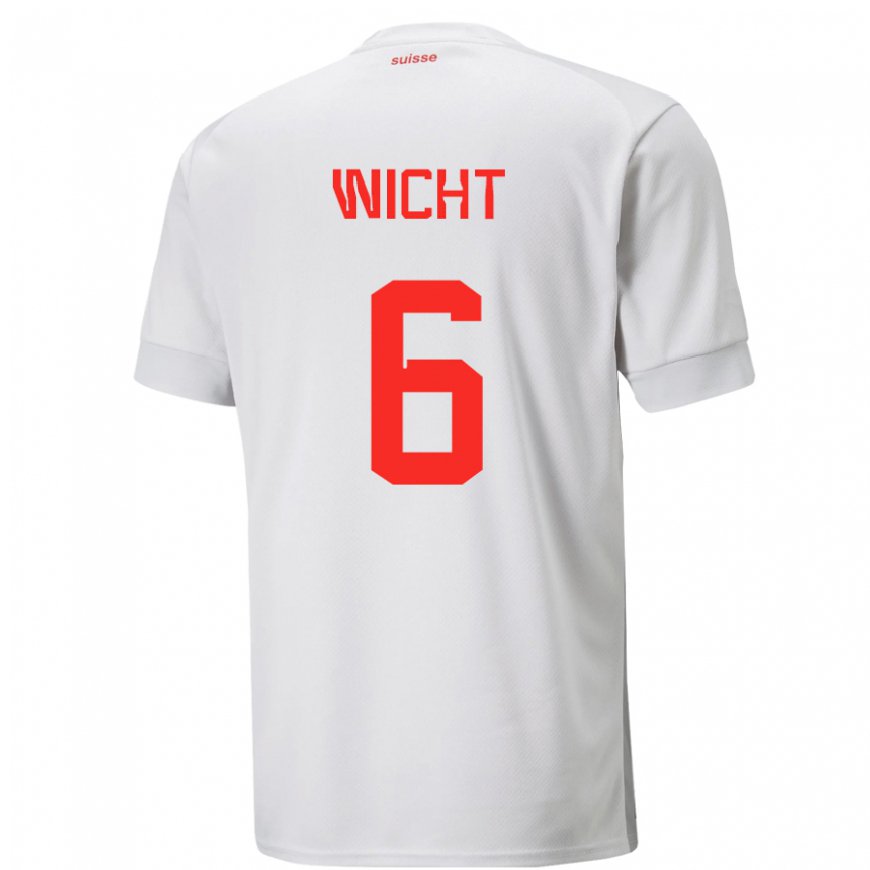 Kandiny Niño Camiseta Suiza Nathan Wicht #6 Blanco 2ª Equipación 22-24 La Camisa Chile