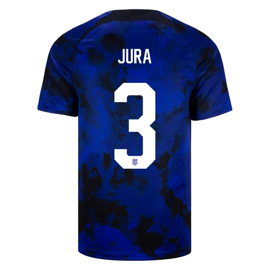 Kandiny Niño Camiseta Estados Unidos Sawyer Jura #3 Azul Real 2ª Equipación 22-24 La Camisa Chile