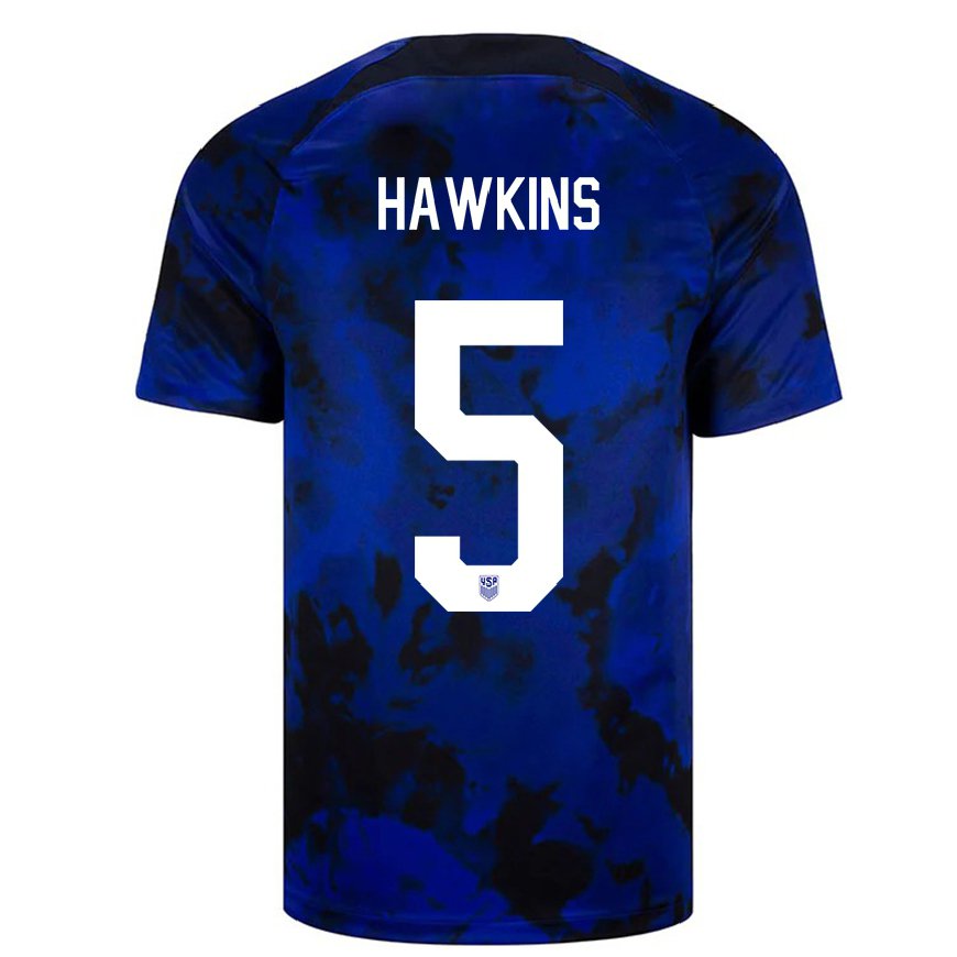 Kandiny Niño Camiseta Estados Unidos Stuart Hawkins #5 Azul Real 2ª Equipación 22-24 La Camisa Chile