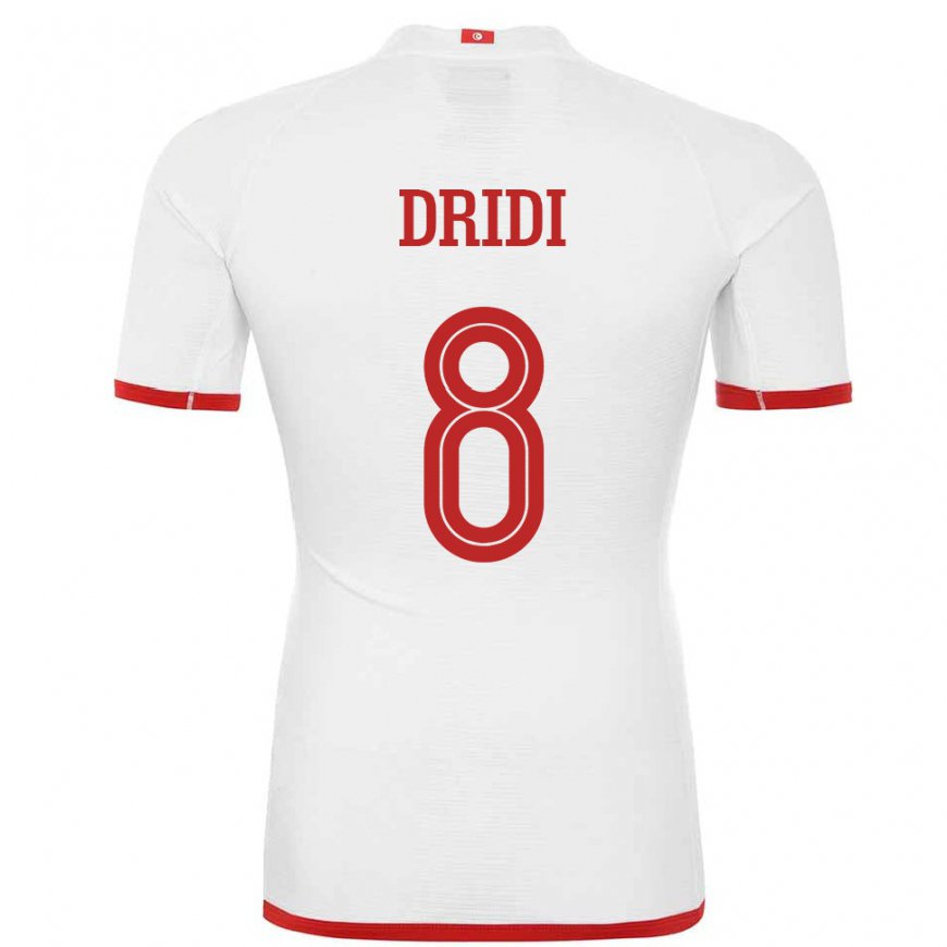 Kandiny Niño Camiseta Túnez Yassine Dridi #8 Blanco 2ª Equipación 22-24 La Camisa Chile