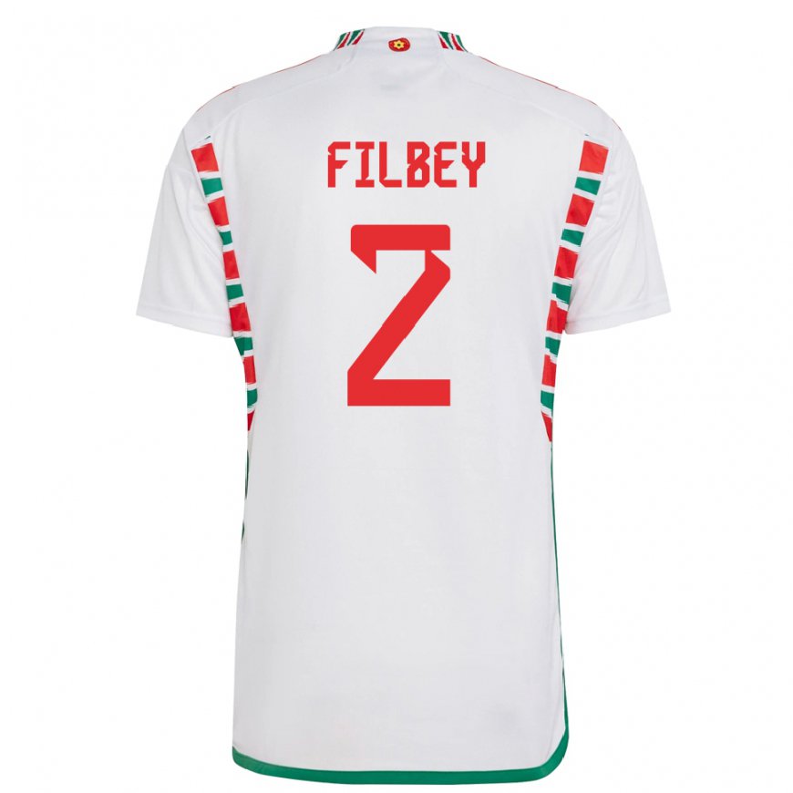 Kandiny Niño Camiseta Gales Anna Filbey #2 Blanco 2ª Equipación 22-24 La Camisa Chile