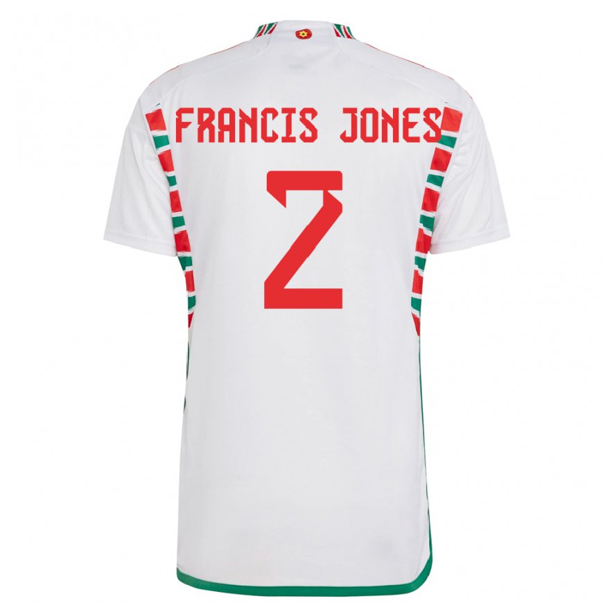 Kandiny Niño Camiseta Gales Maria Francis Jones #2 Blanco 2ª Equipación 22-24 La Camisa Chile