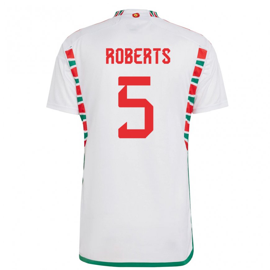 Kandiny Niño Camiseta Gales Rhiannon Roberts #5 Blanco 2ª Equipación 22-24 La Camisa Chile