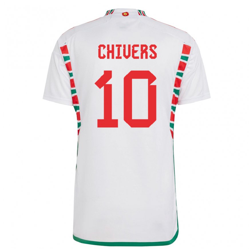 Kandiny Niño Camiseta Gales Chloe Chivers #10 Blanco 2ª Equipación 22-24 La Camisa Chile