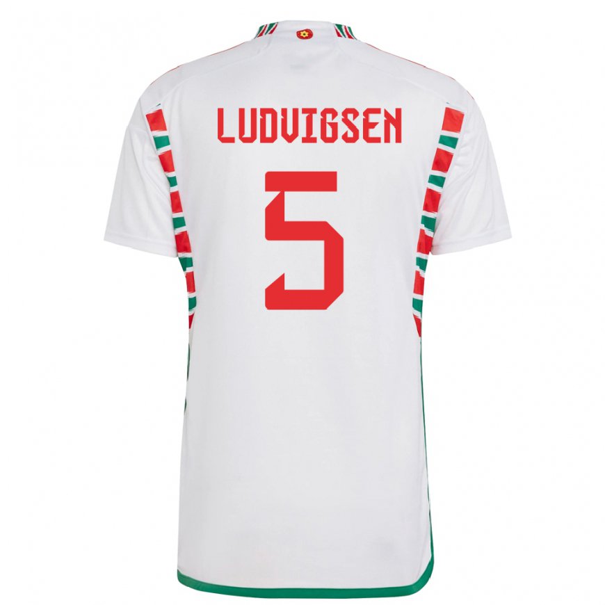Kandiny Niño Camiseta Gales Kai Ludvigsen #5 Blanco 2ª Equipación 22-24 La Camisa Chile