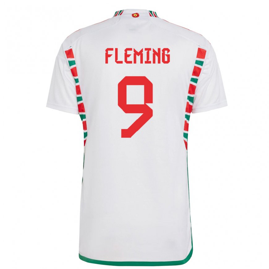 Kandiny Niño Camiseta Gales Cole Fleming #9 Blanco 2ª Equipación 22-24 La Camisa Chile