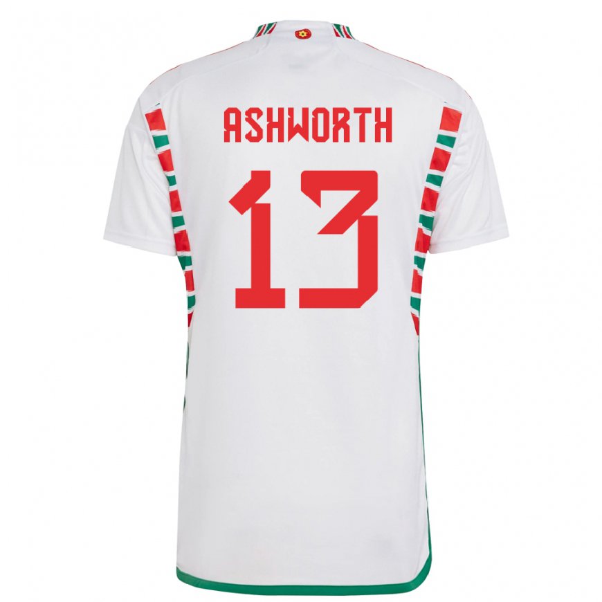 Kandiny Niño Camiseta Gales Fin Ashworth #13 Blanco 2ª Equipación 22-24 La Camisa Chile