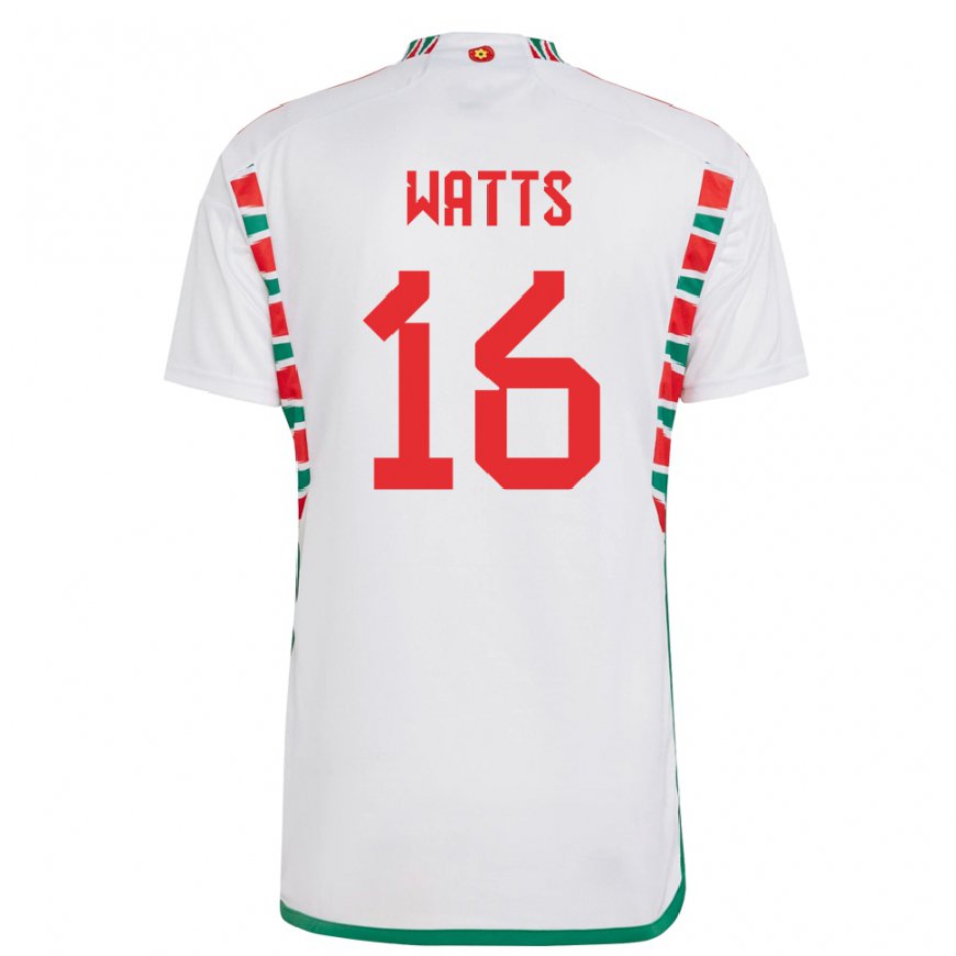 Kandiny Niño Camiseta Gales Daniel Watts #16 Blanco 2ª Equipación 22-24 La Camisa Chile