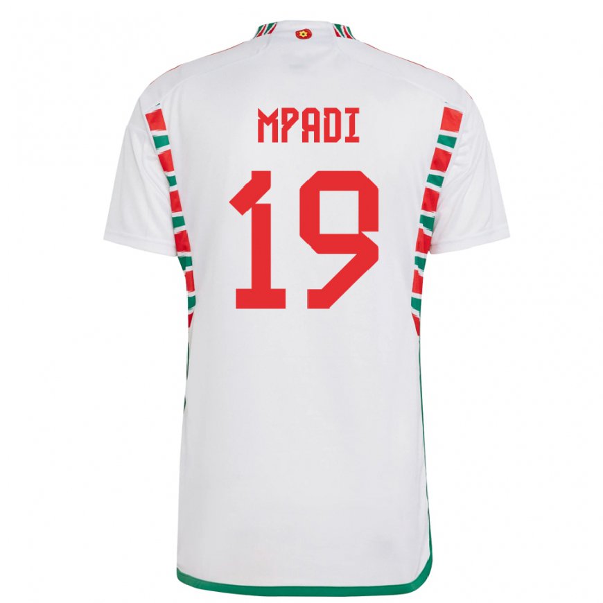Kandiny Niño Camiseta Gales Japhet Mpadi #19 Blanco 2ª Equipación 22-24 La Camisa Chile