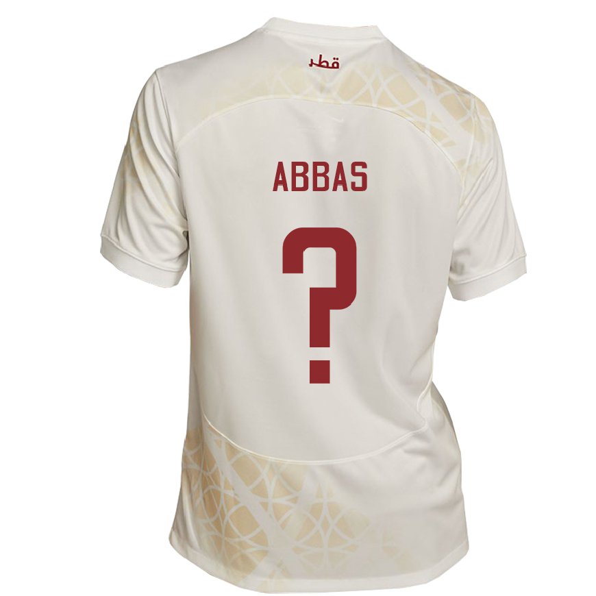 Kandiny Niño Camiseta Catar Nasser Abbas #0 Beis Dorado 2ª Equipación 22-24 La Camisa Chile