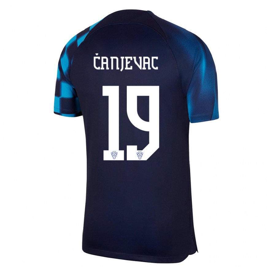 Kandiny Niño Camiseta Croacia Janja Canjevac #19 Azul Oscuro 2ª Equipación 22-24 La Camisa Chile