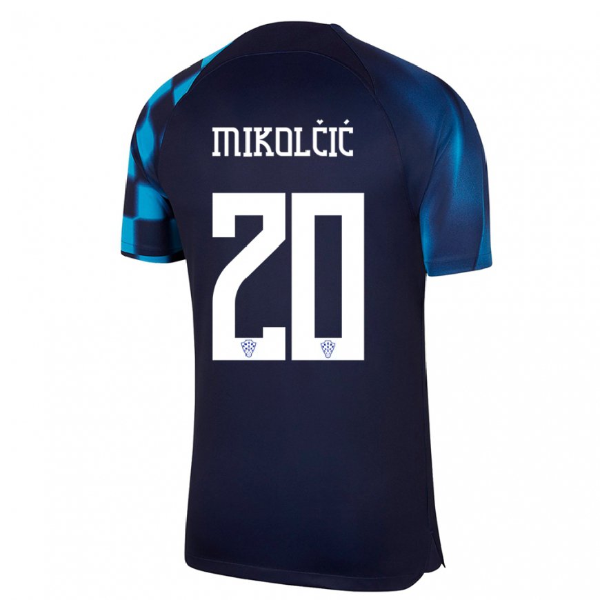 Kandiny Niño Camiseta Croacia Simun Mikolcic #20 Azul Oscuro 2ª Equipación 22-24 La Camisa Chile
