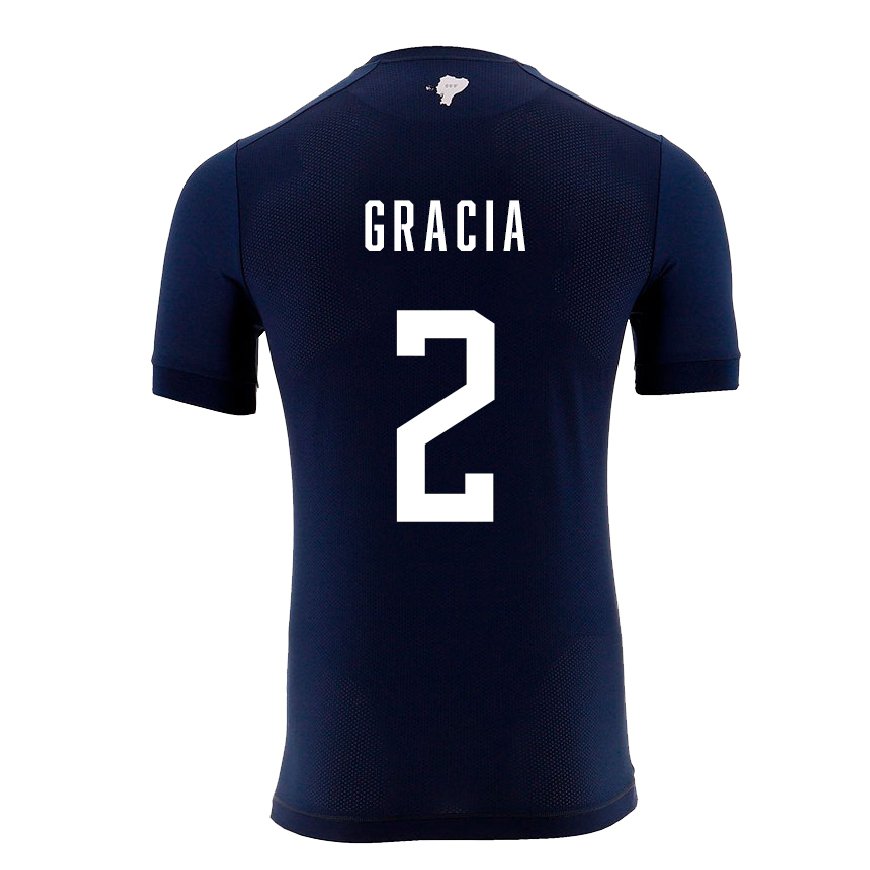 Kandiny Niño Camiseta Ecuador Ericka Gracia #2 Azul Marino 2ª Equipación 22-24 La Camisa Chile