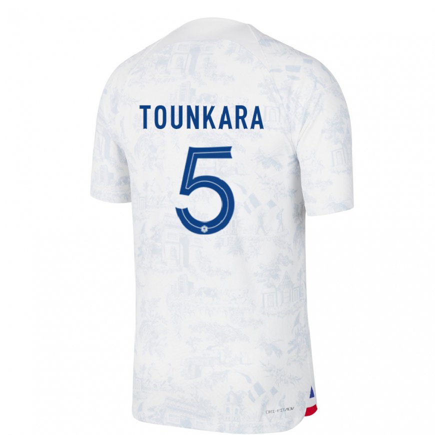 Kandiny Niño Camiseta Francia Aissatou Tounkara #5 Blanco Azul 2ª Equipación 22-24 La Camisa Chile