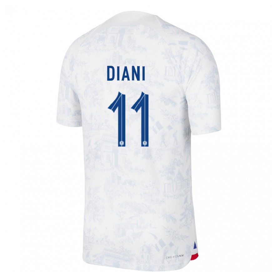 Kandiny Niño Camiseta Francia Kadidiatou Diani #11 Blanco Azul 2ª Equipación 22-24 La Camisa Chile