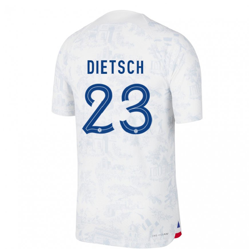 Kandiny Niño Camiseta Francia Guillaume Dietsch #23 Blanco Azul 2ª Equipación 22-24 La Camisa Chile
