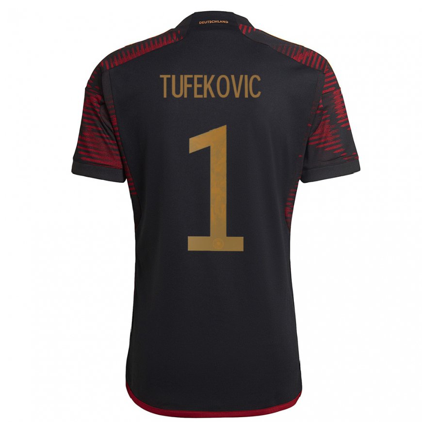 Kandiny Niño Camiseta Alemania Martina Tufekovic #1 Granate Negro 2ª Equipación 22-24 La Camisa Chile