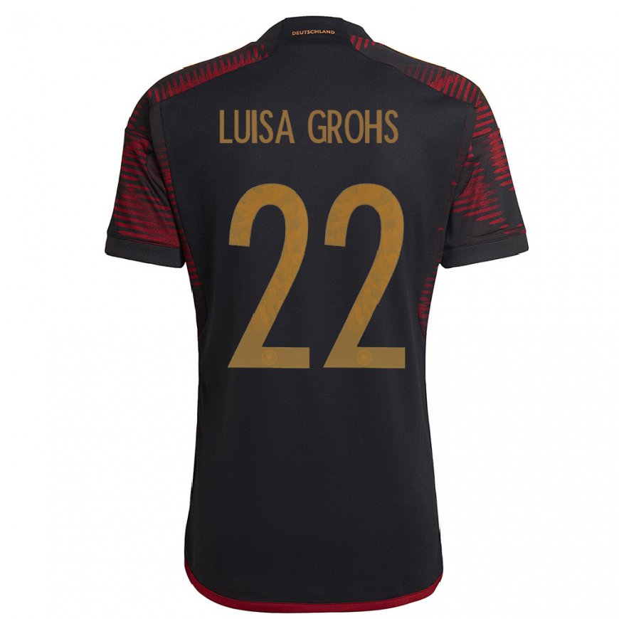 Kandiny Niño Camiseta Alemania Maria Luisa Grohs #22 Granate Negro 2ª Equipación 22-24 La Camisa Chile