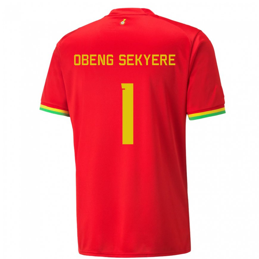 Kandiny Niño Camiseta Ghana Gregory Obeng Sekyere #1 Rojo 2ª Equipación 22-24 La Camisa Chile