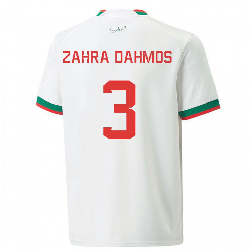 Kandiny Niño Camiseta Marruecos Fatima Zahra Dahmos #3 Blanco 2ª Equipación 22-24 La Camisa Chile