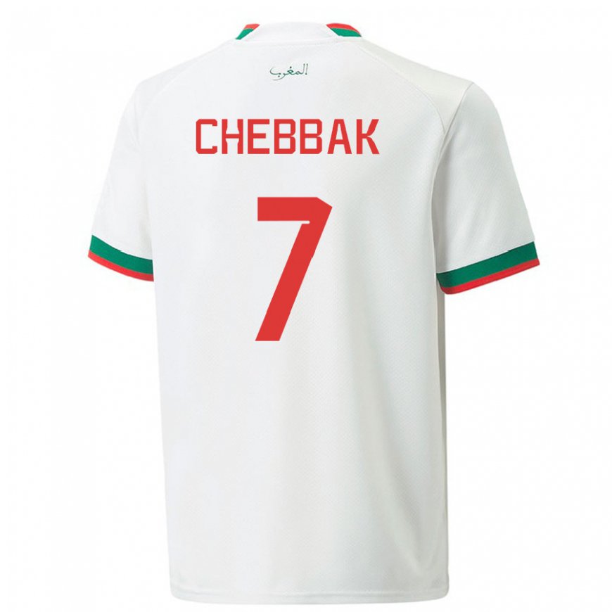 Kandiny Niño Camiseta Marruecos Ghizlane Chebbak #7 Blanco 2ª Equipación 22-24 La Camisa Chile