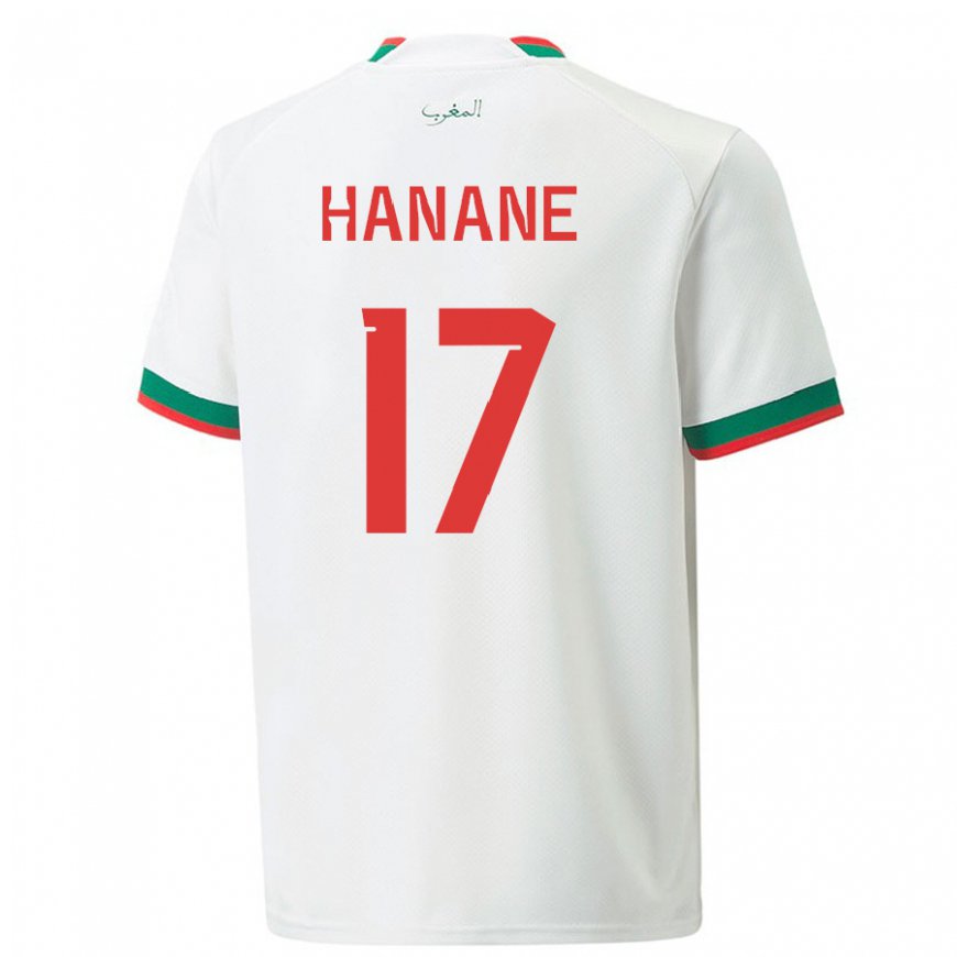 Kandiny Niño Camiseta Marruecos Hanane Ait El Haj #17 Blanco 2ª Equipación 22-24 La Camisa Chile