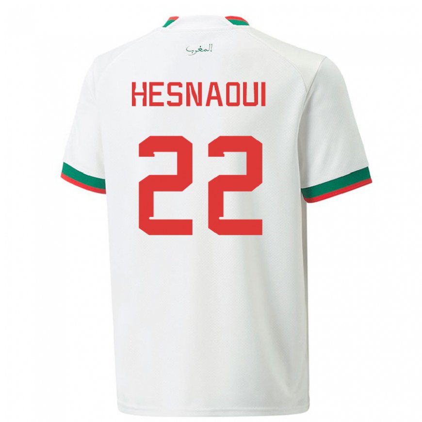 Kandiny Niño Camiseta Marruecos Hind Hesnaoui #22 Blanco 2ª Equipación 22-24 La Camisa Chile