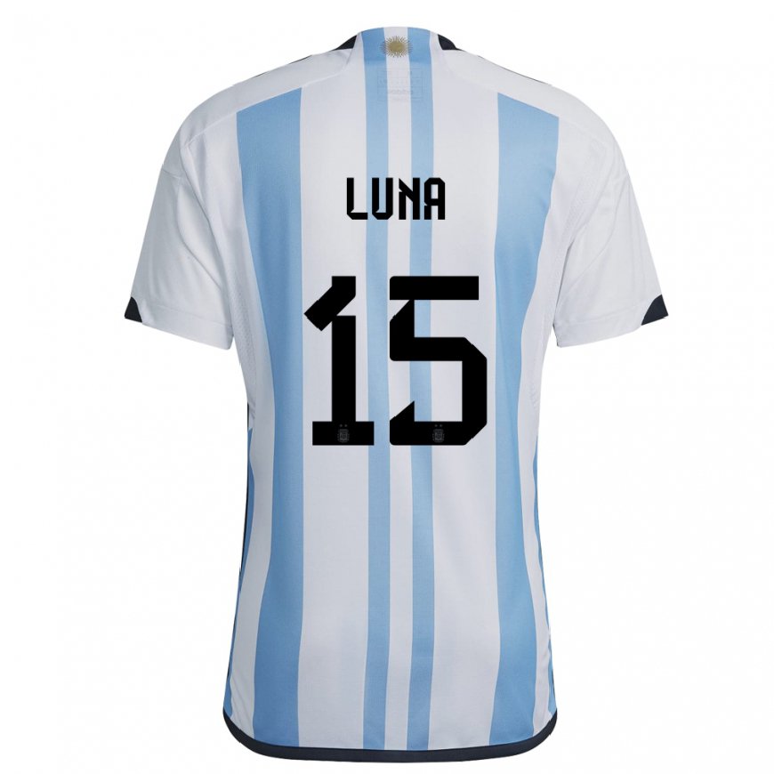 Kandiny Hombre Camiseta Argentina Alex Luna #15 Blanco Cielo Azul 1ª Equipación 22-24 La Camisa Chile