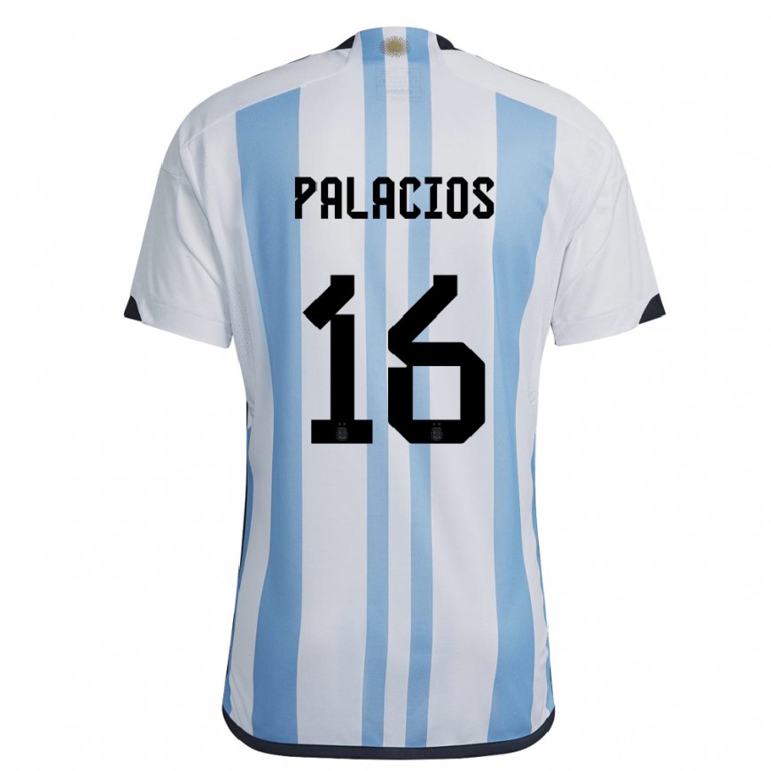 Kandiny Hombre Camiseta Argentina Tomas Palacios #16 Blanco Cielo Azul 1ª Equipación 22-24 La Camisa Chile