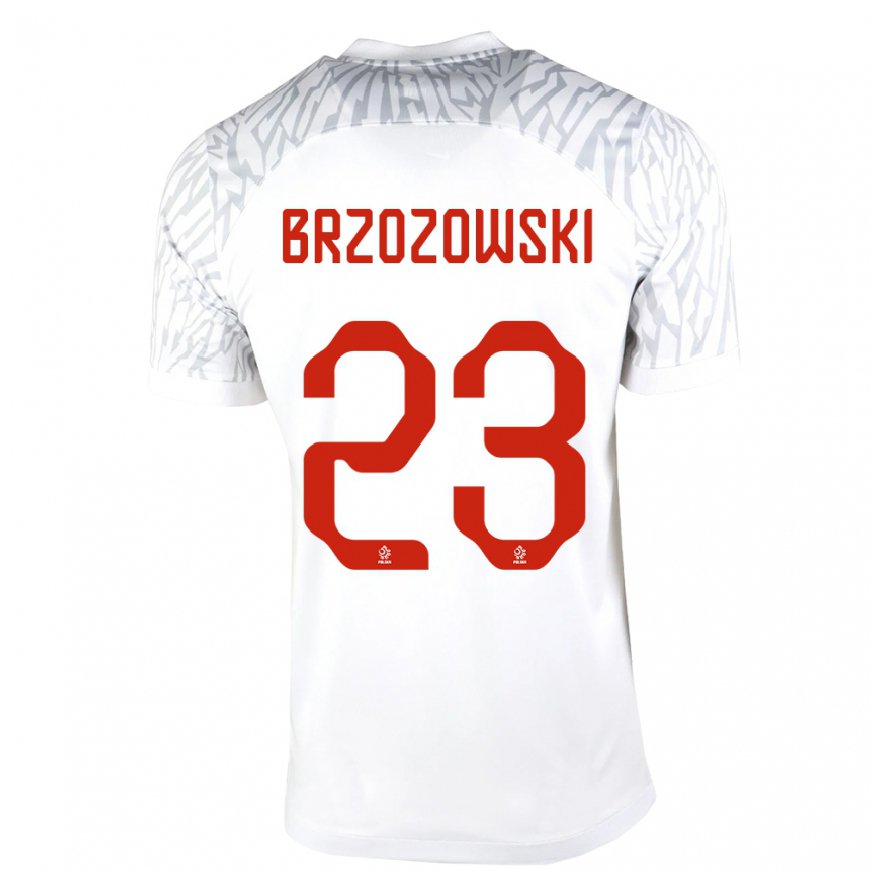 Kandiny Hombre Camiseta Polonia Milosz Brzozowski #23 Blanco 1ª Equipación 22-24 La Camisa Chile