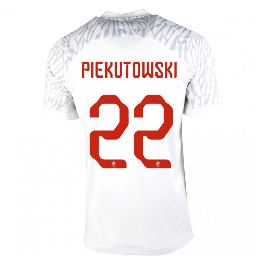 Kandiny Hombre Camiseta Polonia Milosz Piekutowski #22 Blanco 1ª Equipación 22-24 La Camisa Chile